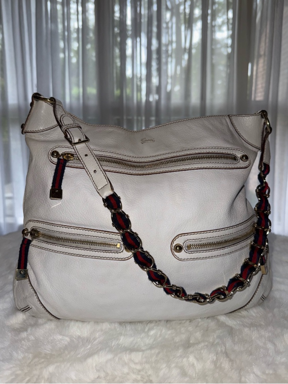Gucci Capri Ranch Leather Hobo Chain Bag